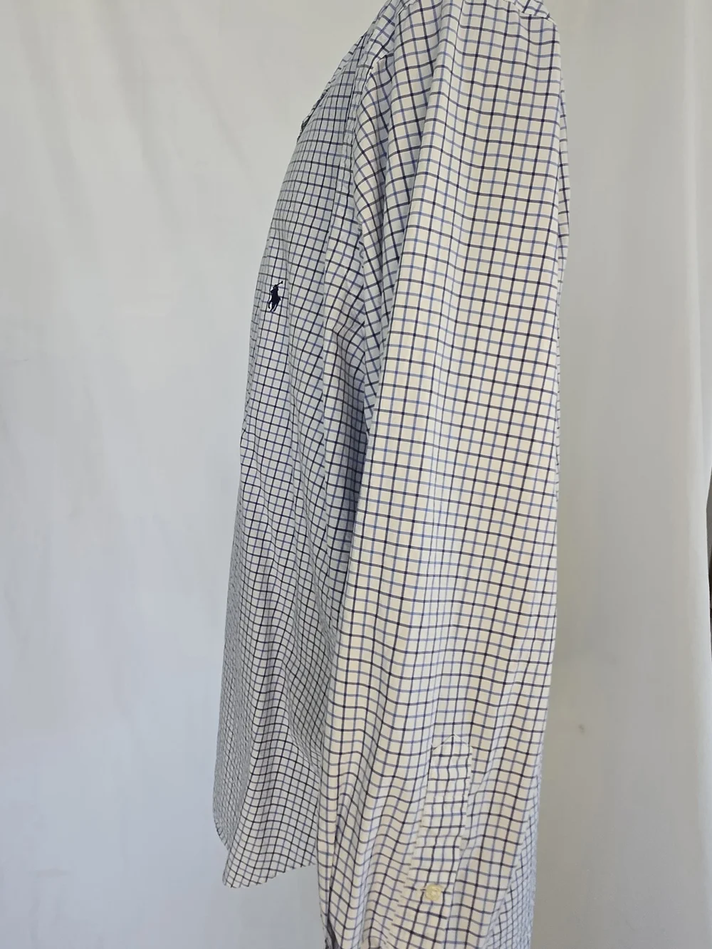 Polo Ralph Lauren White Shirt with Navy Windowpane Check